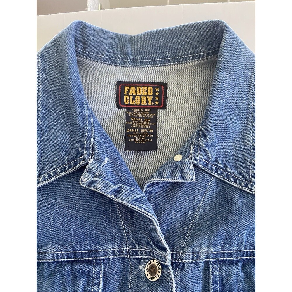 Faded Glory Authentic Womens Button Up Denim Vest Size 18W